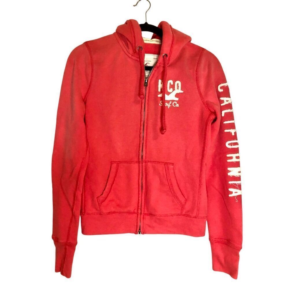Y2K Hollister Appliqué two-way Full Zip Hoodie Sweater size L